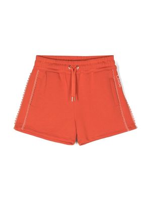 Chloé Kids cotton casual shorts - Orange