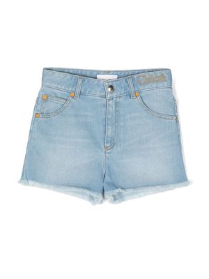 Chloé Kids cotton denim shorts - Blue