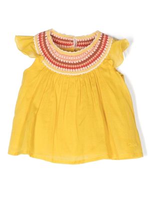 Chloé Kids crochet-panel blouse - Yellow