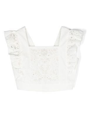 Chloé Kids cropped broderie anglaise blouse - White