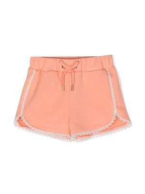 Chloé Kids drawstring cotton shorts - Orange