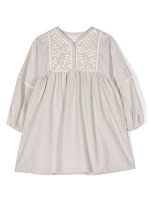 Chloé Kids embroidered cotton dress - Neutrals