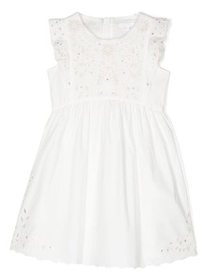 Chloé Kids embroidered cotton dress - White