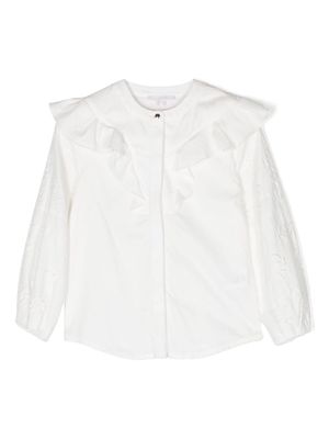 Chloé Kids embroidered-design cotton blouse - White