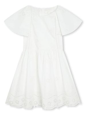 Chloé Kids embroidered-design organic cotton dress - White