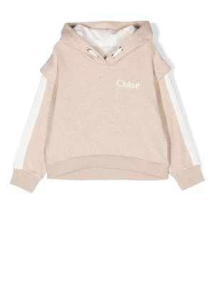 Chloé Kids embroidered logo hoodie - Neutrals