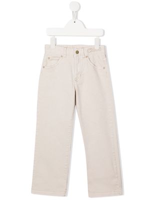 Chloé Kids embroidered-logo straight-leg jeans - Neutrals