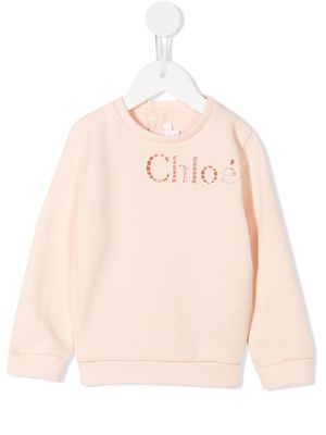 Chloé Kids embroidered logo sweatshirt - Pink