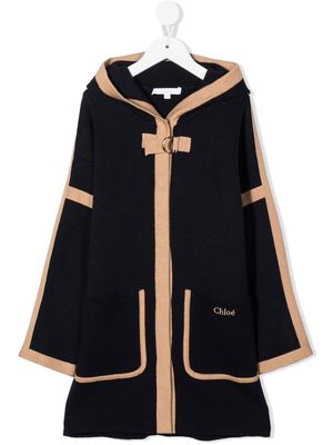Chloé Kids embroidered-logo two-tone cardigan - Blue