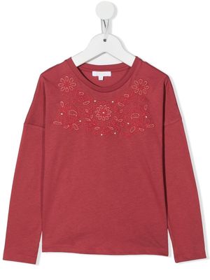Chloé Kids embroidered long-sleeved T-shirt - Pink
