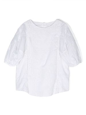 Chloé Kids embroidered organic cotton voile blouse - White
