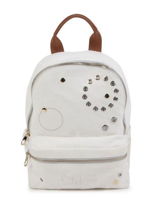 Chloé Kids eyelet-detail cotton backpack - White