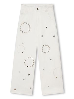 Chloé Kids eyelet-detail cotton trousers - White