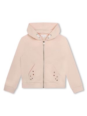 Chloé Kids eyelet-detail hooded jacket - Pink