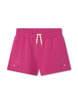 Chloé Kids eyelet-detailing organic cotton shorts - Pink