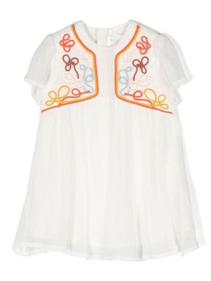 Chloé Kids floral-applique dress - White