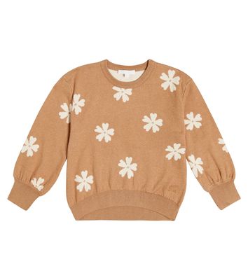 Chloé Kids Floral cotton and wool sweater