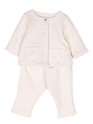 Chloé Kids floral-embroidered cotton babygrow set - Pink