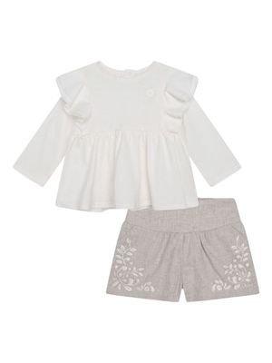 Chloé Kids floral-embroidered organic-cotton set - White