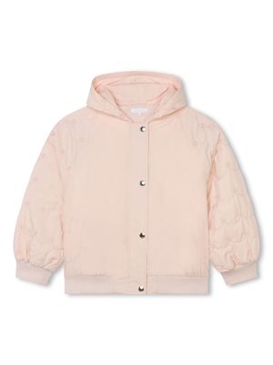 Chloé Kids floral-embroidered quilted jacket - Pink