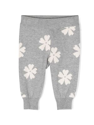 Chloé Kids floral intarsia-knit track pants - Grey