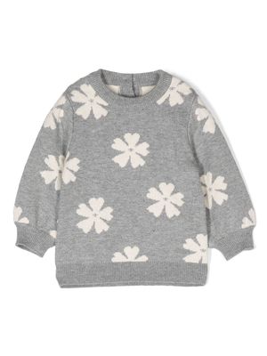 Chloé Kids floral-pattern intarsia-knit sweatshirt - Grey