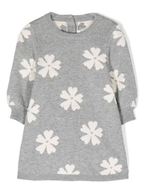 Chloé Kids floral-print intarsia-knit dress - Grey