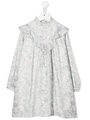 Chloé Kids floral ruffle long-sleeve dress - Grey
