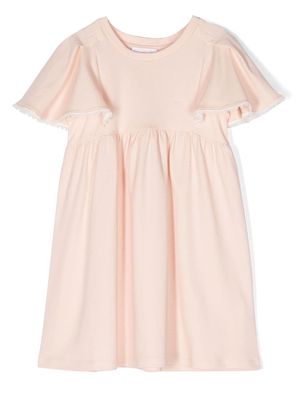 Chloé Kids flutter-sleeve cotton dress - Pink