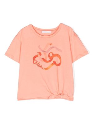 Chloé Kids graphic print cotton T-shirt - Orange