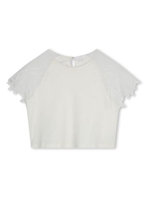 Chloé Kids guipure-lace organic cotton T-shirt - White