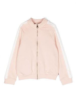 Chloé Kids guipure-trim zipped sweatshirt - Pink
