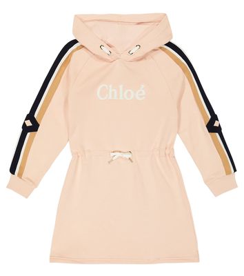 Chloé Kids Hooded logo cotton dress
