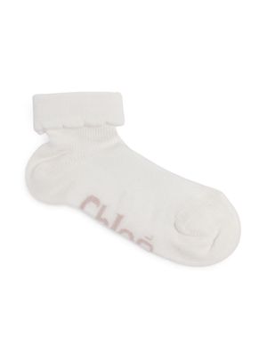 Chloé Kids intarsia-knit logo socks - White