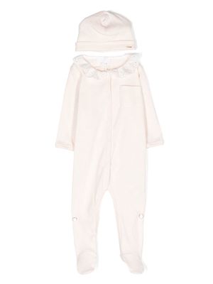 Chloé Kids lace-collar long-sleeve pajama - Neutrals
