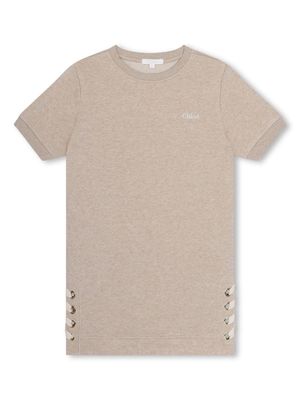 Chloé Kids lace-detail organic-cotton T-shirt - Neutrals