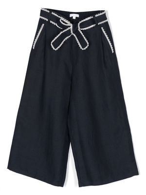 Chloé Kids lace-trim belted trousers - Blue