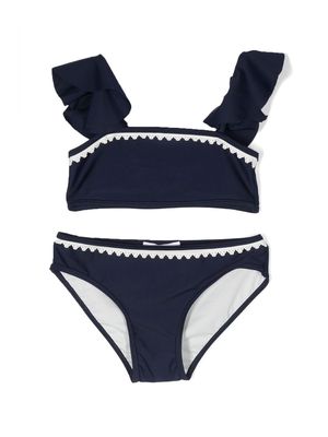 Chloé Kids lace-trim ruffled bikini set - Blue
