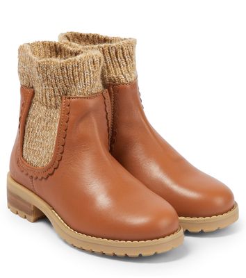 Chloé Kids Leather sock boots