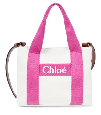 Chloé Kids Logo canvas tote bag