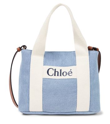 Chloé Kids Logo denim tote bag