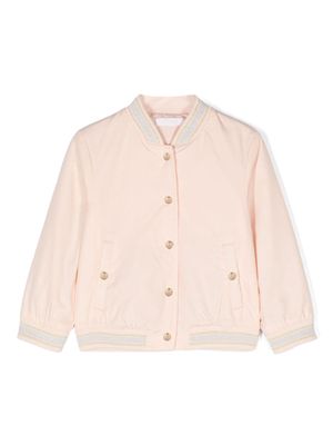 Chloé Kids logo-embroidered bomber jacket - Pink