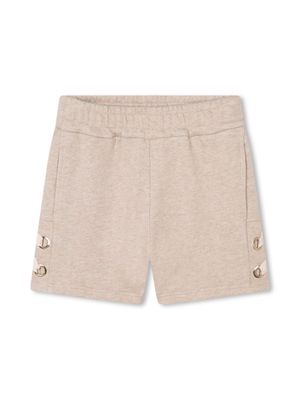 Chloé Kids logo-embroidered cotton shorts - Neutrals