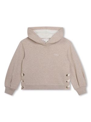 Chloé Kids logo-embroidered organic cotton hoodie - Neutrals