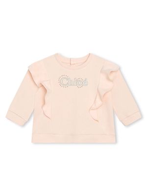 Chloé Kids logo-embroidered organic cotton sweatshirt - Pink