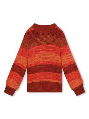 Chloé Kids logo-embroidered stripe-pattern jumper
