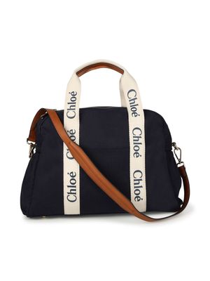 Chloé Kids logo-print cotton changing bag - Blue