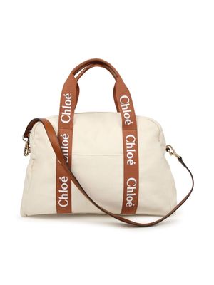 Chloé Kids logo-print cotton changing bag - Neutrals