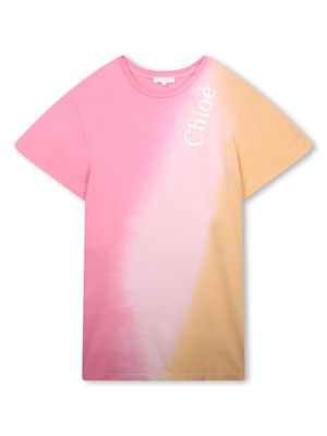 Chloé Kids logo-print organic cotton dress - Pink