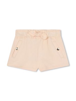 Chloé Kids logo-print organic cotton shorts - Neutrals
